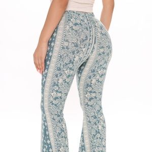 Fashion Nova Flare Pant - Teal/combo